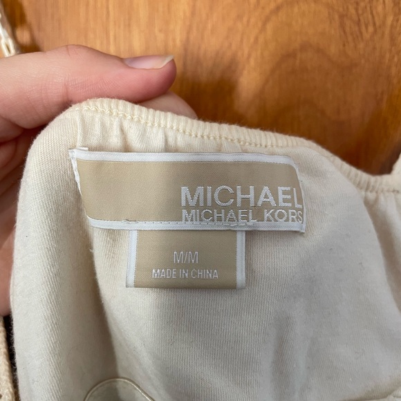 Michael Kors cream tank top pointelle neckline details, built in shelf bra - Picture 4 of 4